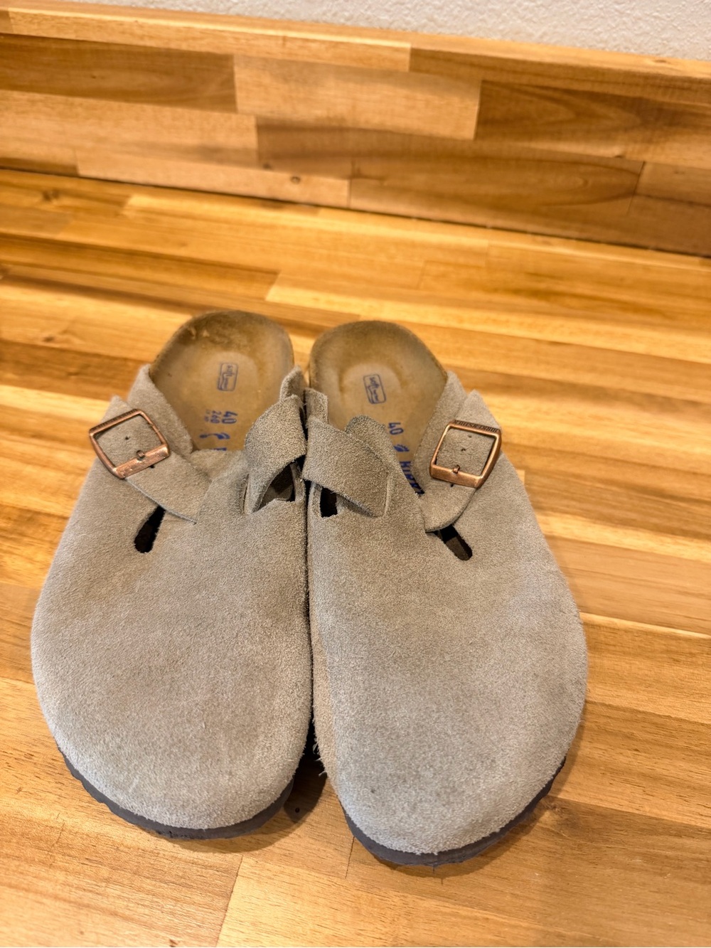 Birkenstock Boston Taupe Suede with Soft Sole size 40 - Picture 2 of 6